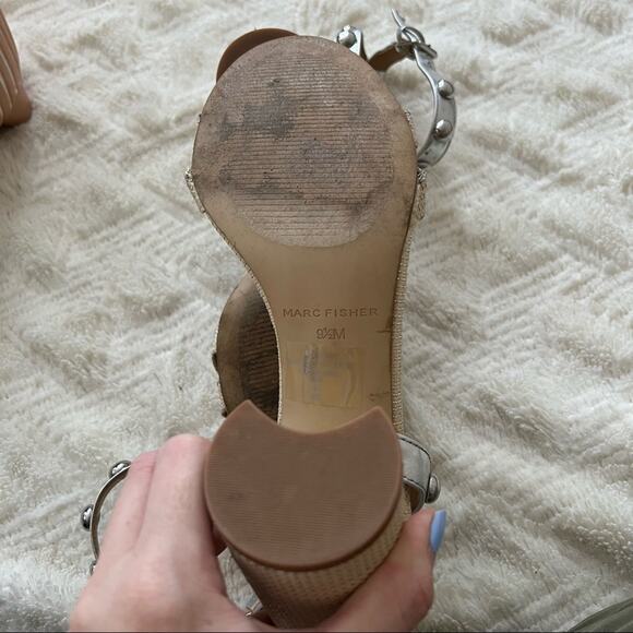 Marc Fisher Lantern Studded Block Heel Sandals - Picture 8 of 11